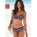 Bügel-Bikini-Top LASCANA "Minimal", Damen, Gr. 36, Cup E, blau (marine, bedruckt), Polyamid, Bikini-Oberteile, mit verstellbaren Trägern