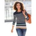 Streifenpullover CASUAL LOOKS "Pullover" Gr. 44, blau (marine, weiß, gestreift) Damen Pullover