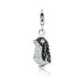 Charm-Einhänger NENALINA "Anhänger Pinguin Kristalle 925 Silber", silber (silber, schwarz), Charms, Damen, mit Steinen, Silber 925 (Sterlingsilber)