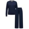 Sweater RAGWEAR "Set Delje" Gr. L (40), blau (navy), Damen, Material: 67% Polyester, 28% Viskose, 5% Elasthan, Sweatshirts, Damen Set aus weiter Hose und Pullover