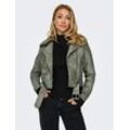 Lederimitatjacke ONLY "ONLMACY WASHED BIKER CC OTW", Damen, Gr. S (36), grün (shadow detail:washed), Web, Obermaterial: 100% Polyester, unifarben, modisch, Jacken