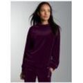 Sweatshirt TRIGEMA "TRIGEMA Nicki Pullover mit Kordelzug", Damen, Gr. L, lila (aubergine), 80% Baumwolle, 20% Polyester, casual, Sweatshirts