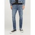 Comfort-fit-Jeans JACK & JONES "JJIMIKE JJORIGINAL CJ SN" Gr. 30, Länge 30, blau (blau denim), Herren, Denim/Jeans, Obermaterial: 95% Baumwolle, 4% Elastomultiester, 1% Elasthan, Destroyed-Effekte, Jeans