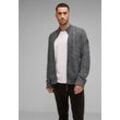 Strickjacke STREET ONE MEN Gr. L (52), grau (anthra grau melange), Herren, Web, Obermaterial: 55% Baumwolle, 45% Polyacryl, Futter: 100% Polyester, unifarben, Strickjacken, mit Stehkragen