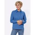 Langarm-Poloshirt CASUAL LOOKS "Poloshirt", Damen, Gr. 36, blau, 100% Baumwolle, Webstoff:100% Baumwolle, unifarben, ohne Ausschnitt, Langarm, Shirts