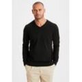 Strickpullover H.I.S, Herren, Gr. S (44/46), schwarz, Feinstrick, Obermaterial: 60% Baumwolle, 40% Polyester, unifarben, Basic, regular fit, V-Ausschnitt, Langarm Strickbündchen, Pullover, mit V-Ausschnitt, Pullover aus Feinstrick, Baumwollmischung