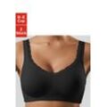 Soft-BH PETITE FLEUR, Damen, Gr. 75, Cup D, schwarz (schwarz, weiß), Jersey, Obermaterial: 85% Baumwolle, 10% Polyamid, 5% Elasthan, Basic, BHs Bügelloser-BH, ohne Bügel, mit Spitzenkante