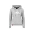 Hoodie ALPHA INDUSTRIES "Alpha Industries Women - Hoodies New Basic Wmn" Gr. M, grau (grey heather) Damen Sweatshirts