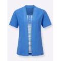 2-in-1-Shirt CASUAL LOOKS "Shirt" Gr. 38, blau (blau, gemustert), Damen, 50% Baumwolle, 50% Modal, Druck:50% Viskose, 50% Polyester, gemustert, unifarben, Shirts