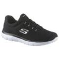 Slip-On Sneaker SKECHERS "Summits" Gr. 35, schwarz, Damen, Textil, Synthetik, Schuhe, Slipper, Freizeitschuh, Komfortschuh mit gepolstertem Schaftrand