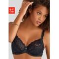 Bügel-BH NUANCE, Damen, Gr. 100, Cup D, schwarz, Spitze, Obermaterial: 88% Polyamid, 12% Elasthan, feminin, BHs BH Bügel-BH Spitzen-BH Spitzenwäsche, aus floraler Spitze mit verzierten Trägern, Dessous