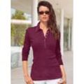 Langarm-Poloshirt CASUAL LOOKS "Poloshirt", Damen, Gr. 36, rot (bordeaux), 100% Baumwolle, Webstoff:100% Baumwolle, unifarben, ohne Ausschnitt, Langarm, Shirts