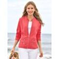 Shirtjacke CASUAL LOOKS "Shirtjacke", Damen, Gr. 38, rot (korallenrot), 100% Baumwolle, unifarben, Rundhals, Langarm, Shirts