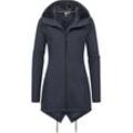 Sweatjacke RAGWEAR "Wingi", Damen, Gr. L (40), blau (navy), 95% Polyester, 5% Elasthan, sportlich, tailliert ca. Mitte Oberschenkel, hoch geschlossener Ausschnitt, Sweatjacken, Sportliche Damen Kapuzenjacke mit kuschelig weichem Innenleben