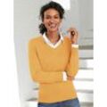 V-Ausschnitt-Pullover CASUAL LOOKS "Pullover" Gr. 48, gelb (maisgelb) Damen Pullover