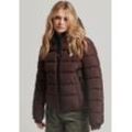 Steppjacke SUPERDRY "HOODED SPIRIT SPORTS PUFFER", Damen, Gr. S, braun (schwarz oak braun), Web, Steppware, Obermaterial: 100% Polyester, unifarben, casual, Langarm, Jacken, aus wasserabweisendem Material