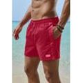 Badeshorts H.I.S, Herren, Gr. M, N-Gr, rot, Recycling-Polyester, unifarben, kontrastfarbene Details, Badehosen