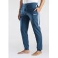 Sweathose BENCH. LOUNGEWEAR Gr. 44/46 (S), N-Gr, blau (petrol), Herren, Sweatware, Obermaterial: 60% Baumwolle, 40% Polyester, unifarben mit Farbeinsatz, Hosen, mit Bündchen am Beinabschluss