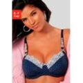 Bügel-BH NUANCE, Damen, Gr. 100, Cup D, blau (marine, weiß), Microtouch, Spitze, Obermaterial: 80% Polyamid, 10% Elasthan, 10% Viskose, feminin, BHs, mit wunderschöner Stickerei, Dessous, Topseller