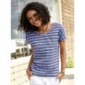 T-Shirt CASUAL LOOKS "Shirt", Damen, Gr. 38, blau (marine, gestreift), 65% Polyester, 35% Baumwolle, gemustert, mehrfarbig, bedruckt, gestreift, Rundhals, Shirts