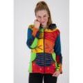 Fleecejacke DEPROC ACTIVE "Patchwork Multicolor NUNAVUT II NEW FLOWER POWER" Gr. 36/38 (M), bunt, Damen, 100% Baumwolle, Jacken, Topseller