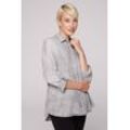 Jeansbluse SOCCX Gr. L/XL, grau (light grey bleached) Damen Blusen im Turn-Up-Look