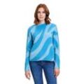 Strickpullover BETTY & CO "Betty & Co Strickpullover mit Jacquard" Gr. 36, blau (blau, blau), Damen, Obermaterial: 74% Polyamid, 10% Polyacryl, 9% Polyester, 7% Modal., Pullover, Jacquard