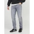 Comfort-fit-Jeans JACK & JONES "JJIMIKE JJORIGINAL CJ SN" Gr. 28, Länge 30, blau (grau denim), Herren, Denim/Jeans, Obermaterial: 95% Baumwolle, 3% Elastomultiester, 2% Elasthan, Abriebeffekte, Jeans