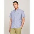 Kurzarmhemd TOMMY HILFIGER "W-CO/LI CLASSIC STP RF SHIRT" Gr. S, N-Gr, blau (anchor blue, optic white) Herren Hemden fein gestreift