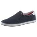 Slip-On Sneaker TOMMY HILFIGER "ICONIC SLIP ON SNEAKER", Herren, Gr. 40, blau (dunkelblau), Textil, sportlich, Schuhe, Slipper, Freizeitschuh, Halbschuh mit seitlichen Stretcheinsätzen