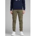 Cargohose JACK & JONES JUNIOR "JPSTPAUL JJFLAKE AKM 542 OLIVE NOOS JNR", Jungen, Gr. 128, N-Gr, grün (olive night), Web, Obermaterial: 98% Baumwolle, 2% Elasthan, unifarben, casual, slim fit bodenlang, Hosen