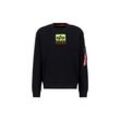 Sweater ALPHA INDUSTRIES "Alpha Industries Men - Sweatshirts Satin Logo Sweater" Gr. L, schwarz Herren Sweatshirts