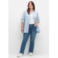 Bootcut-Jeans SHEEGO "Große Größen" Gr. 40, Normalgrößen, blau (blau denim) Damen Jeans SUSANNE ideal bei viel Bauch und schmalen Beinen