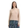 Strickpullover BETTY & CO "Betty Co Grobstrick-Pullover mit hohem Kragen" Gr. 36, beige (light melange) Damen, Obermaterial: 44% Polyacryl, 31% Polyamid, 20% Polyester, 5% Elasthan., Pullover Grobstrickpullover Kragen