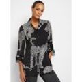 Langarmbluse INSPIRATIONEN, Damen, Gr. 36, beige (schwarz, ecru, gemustert), 100% Polyester, gemustert, animal-print, Langarm, Blusen