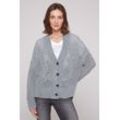 Cardigan SOCCX Gr. M/L, grau (cold grau), Damen, Material: 100% Polyester, Strickjacken mit Lochmuster