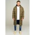 Parka BEHYPE "LONGLINE PUFFER PARKA", Herren, Gr. L, grün (khaki), 100% Polyester, unifarben, casual, normal, ohne Ausschnitt, Langarm, Jacken, mit Kapuze