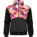 Fleecejacke RAGWEAR "Madaras Flower", Damen, Gr. L (40), rot (coral), Material: 100% Polyester, modisch, gerade hüftbedeckend, hoch geschlossener Ausschnitt, Langarm Ärmel ohne Ärmelschlitz Rippbündchen, Jacken, Flauschige Damen Übergangsjacke aus Teddyfleece