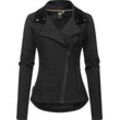 Sweatjacke RAGWEAR "Saskie", Damen, Gr. L (40), schwarz, 95% Polyester, 5% Elasthan, modisch, figurumspielend hüftlang, hoch geschlossener Ausschnitt, Sweatjacken, Modische Damen Kapuzenjacke mit kuschlig weichem Innenfutter