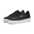 Sneaker PUMA "Carina Street Sneakers Damen", Gr. 35.5, schwarz-weiß (schwarz rose gold weiß metallic), Obermaterial: Kuhleder, Synthetik; Futter: Textil, Synthetik; Innensohle: Textil; Laufsohle: Gummi, Schuhe