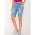 Jeansbermudas CASUAL LOOKS, Damen, Gr. 38, Normalgrößen, blau (blau, bleached), 81% Baumwolle, 17% Polyester, 2% Elasthan, unifarben, kurz, Jeans