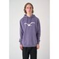 Kapuzensweatshirt CLEPTOMANICX "Mowe" Gr. L, lila (dunkellila) Herren Sweatshirts mit Logo-Druck