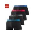 Boxer S.OLIVER "Boxershorts für Herren", Herren, Gr. S, bunt (schwarz, türkis, schwarz, grau, schwarz, rot, schwarz, blau), Jersey, Obermaterial: 92% Baumwolle, 8% Elasthan (LYCRA), unifarben, körpernah, Unterhosen, mit kontrastfarbenem Webbund