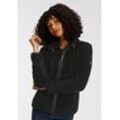 Sweatjacke KANGAROOS Gr. 32/34 (XS), schwarz Damen Sweatjacken aus flauschigem Teddy-Fleece