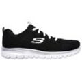 Sneaker SKECHERS "Graceful - Get Connected" Gr. 35, schwarz-weiß (schwarz, weiß), Damen, Textil, Schuhe, mit Memory Foam, Freizeitschuh, Halbschuh, Schnürschuh