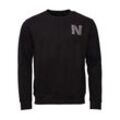 Sweater NASSAU BEACH "NB231045", Herren, Gr. 52 (L), schwarz, 100% Baumwolle, Sweatshirts