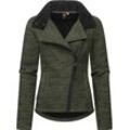 Strickfleecejacke RAGWEAR "Saskie Melange" Gr. L (40), grau (graugrün) Damen Jacken Grob gestrickte Damen-Jacke mit Teddyfell-Futter