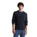 Rundhalspullover MARC O'POLO DENIM "aus reiner Bio-Baumwolle" Gr. L, blau (dunkelblau) Herren Pullover