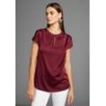 Kurzarmbluse HECHTER PARIS, Damen, Gr. 44, rot (dunklerot), Obermaterial: 97% Polyester, 3% Elasthan, feminin, figurumspielend, Blusen, aus hochwertigem Material-NEUE KOLLEKTION