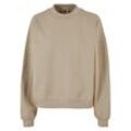 Sweater URBAN CLASSICS "Urban Classics Damen Ladies Oversized Organic Crewneck", Damen, Gr. L, beige (wetsand), 100% Baumwolle, unifarben, Rundhals, Langarm, Sweatshirts